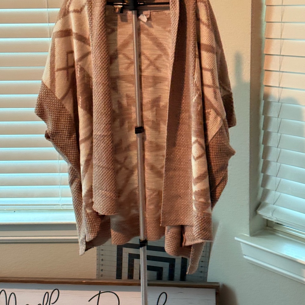 Catherines Tan and Brown Open-Front Cardigan
